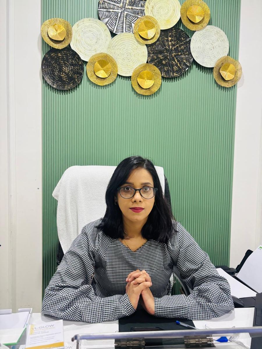 Dr Shalini Singh Malik, Ayurvedic cosmetologist, at her desk