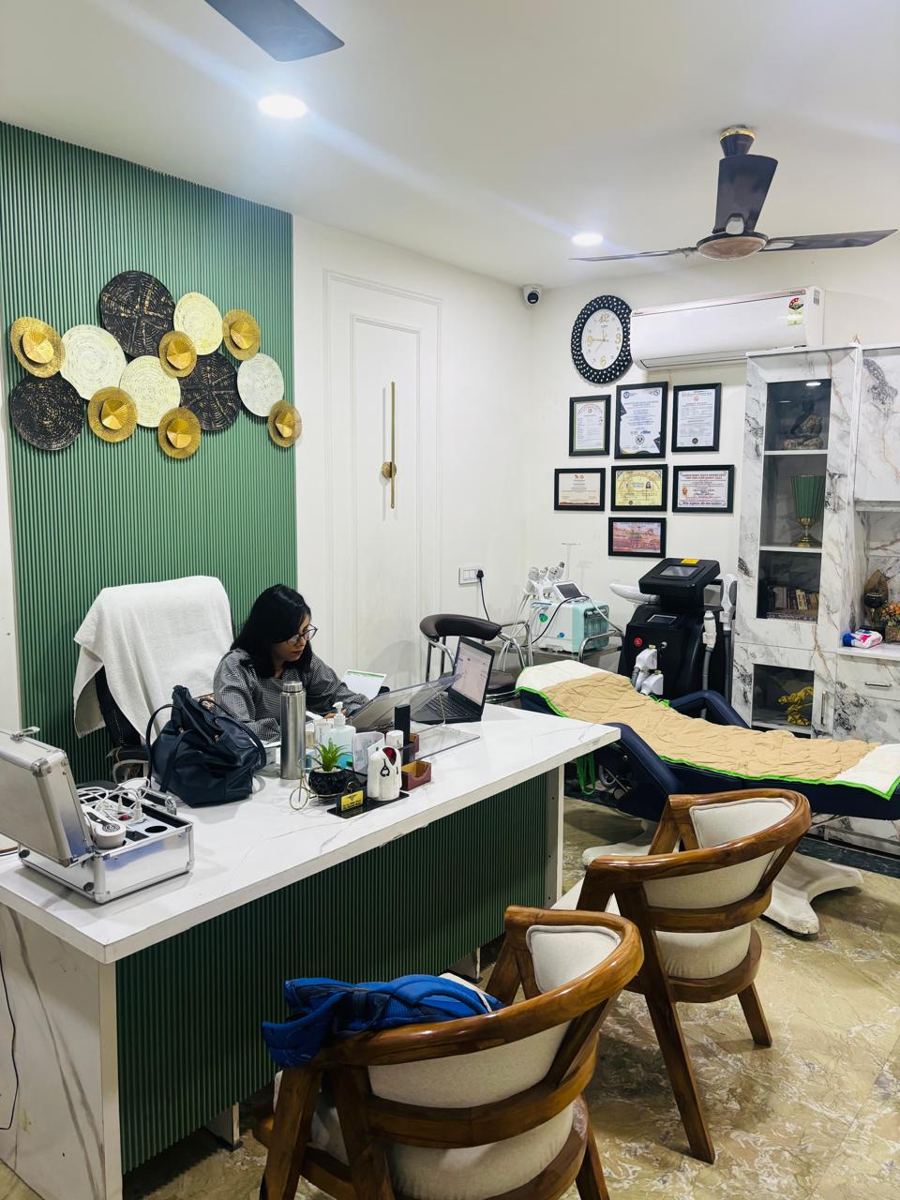Skin and aesthetics room with treatment equipment